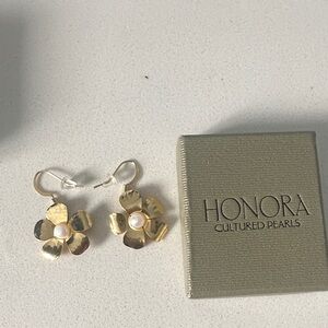 Honora Gold Flower Pearl Earrings
